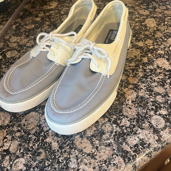 Polo Ralph Lauren canvas boat shoes. 13. Excellent condition. Gray and cream. - Picture 10 of 14